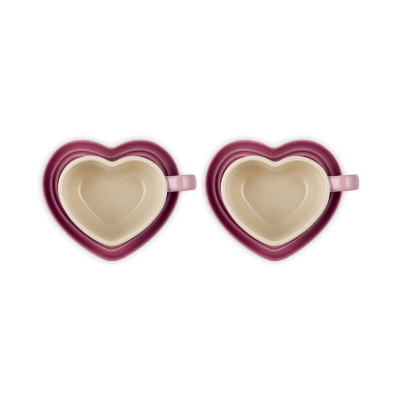Le Creuset Stoneware Set of 2 Heart Mugs with Saucers image number 5